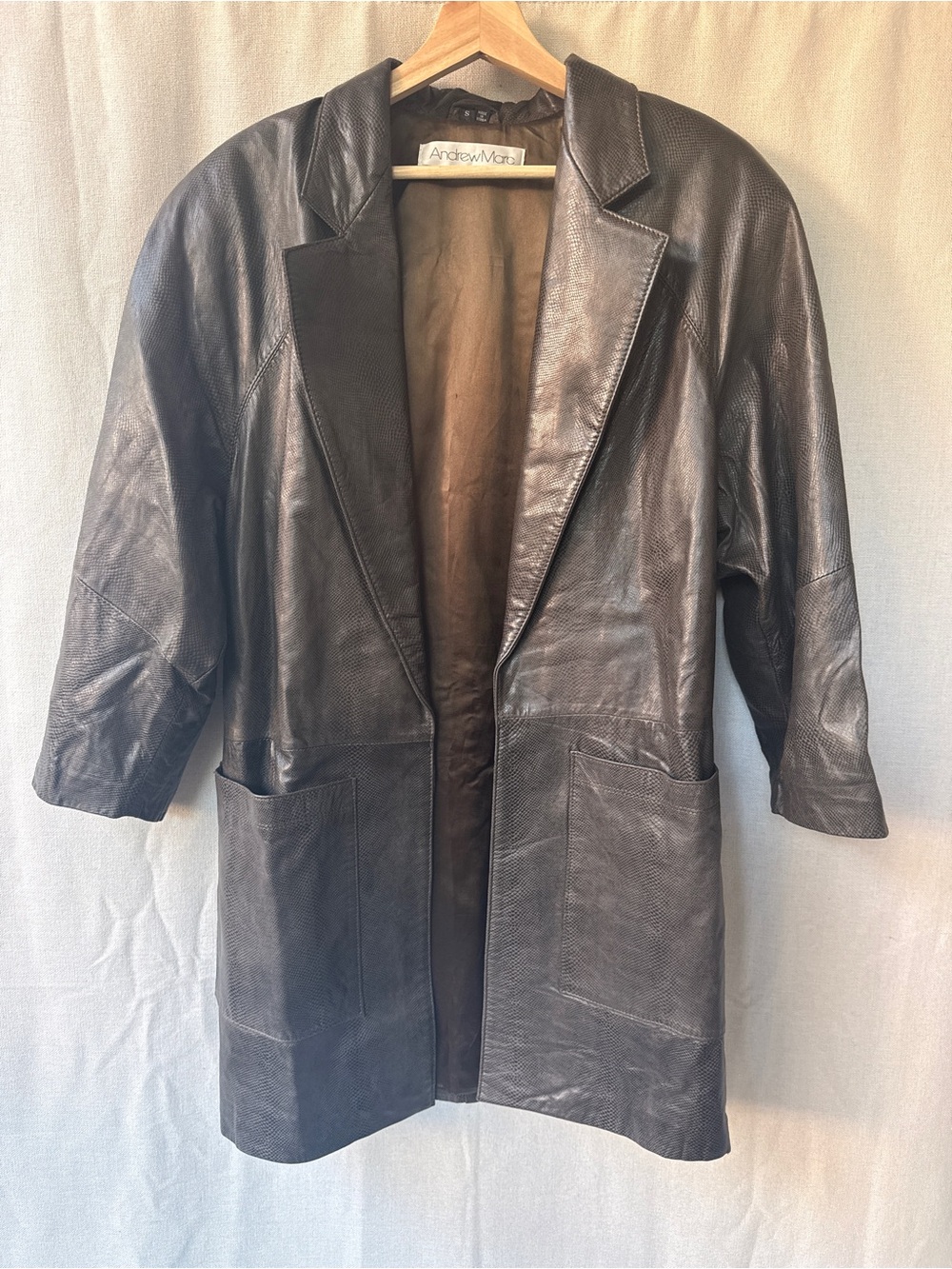 Andrew Marc Women’s Brown Leather Longline Jacket